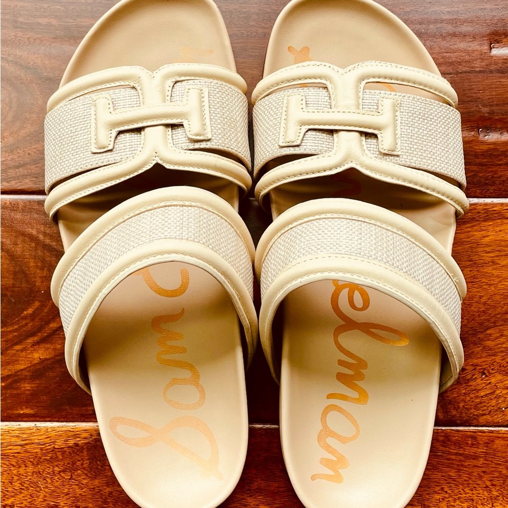 Sam Edelman Women's Rowan Slide Footbed Sandals in Linen Weave Size 9